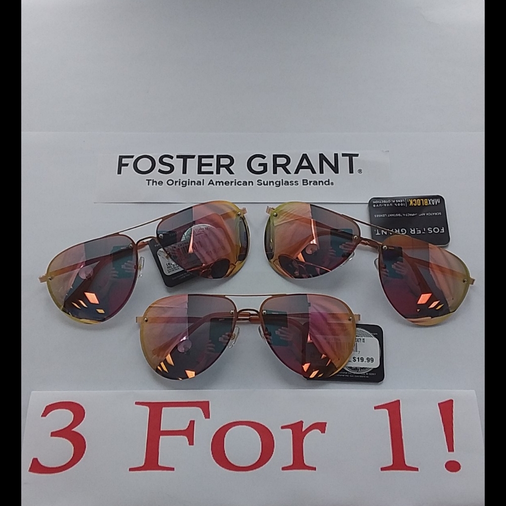 Foster Grant Rimless Aviator Orange Mirrored Lens